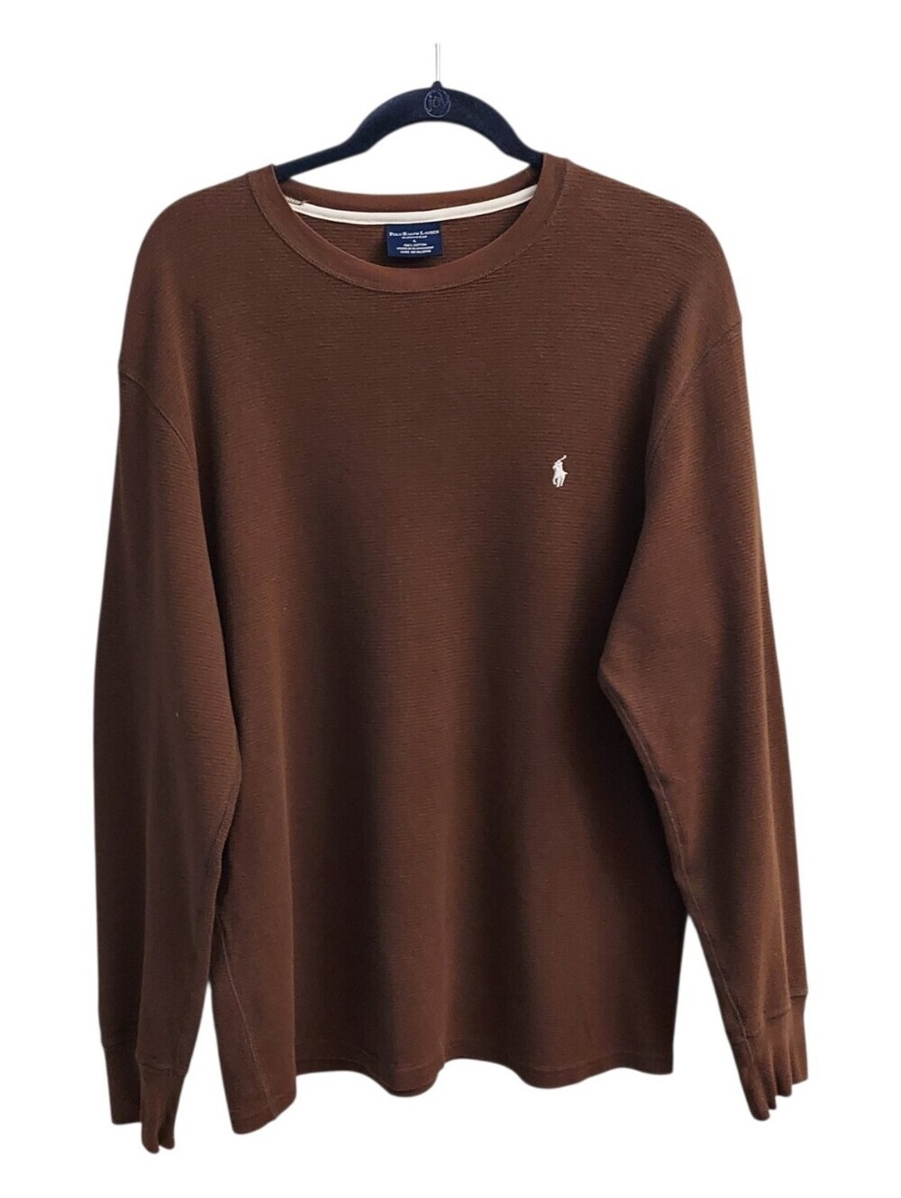 POLO by RALPH LAUREN Sleepwear Brown Waffleknit Long-Sleeve Crewneck Pullover L